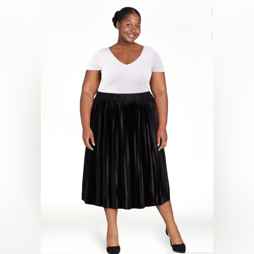 New Terra & Sky Black Pleated  Accordion Skirt Size  3X (24 W - 26 W) women